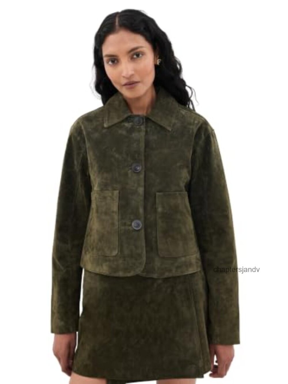 Suede Button Jacket Collared Long Sleeve Casual Fall Urban - No Brand